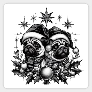 Christmas Pugs Sticker